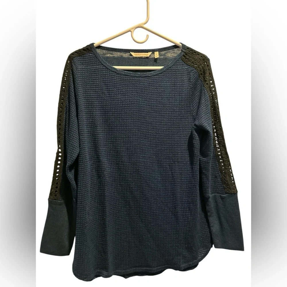 Soft Surroundings Bailey Top Waffle Knit Eyelet Sleeve Tunic NWOT